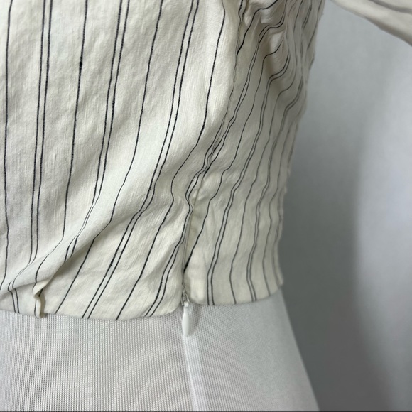 Zara Stripes White Black Women’s Criss Cross Long Sleeve Crop Top Size Small - Picture 4 of 7